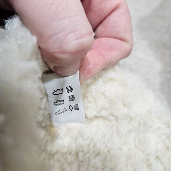 Lands End Womens Wool Blend Slip-On‎ Slippers Sherpa Blue Nordic Snowflake 9 - Picture 4 of 11